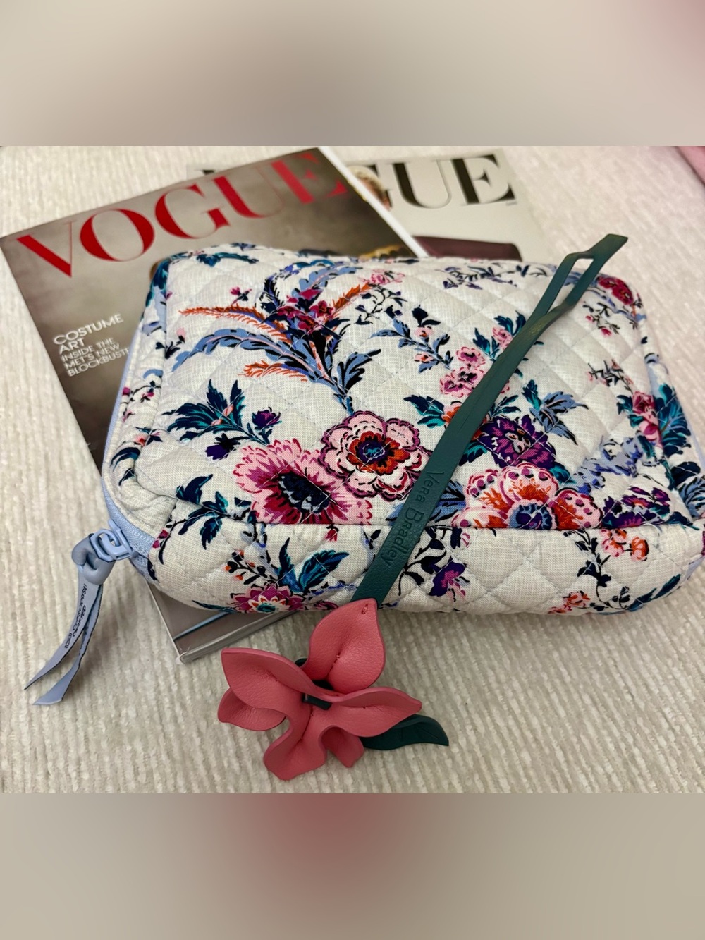 Vera Bradley Magnifique Floral Cotton Organizer + Matching Charm Travel Pouch